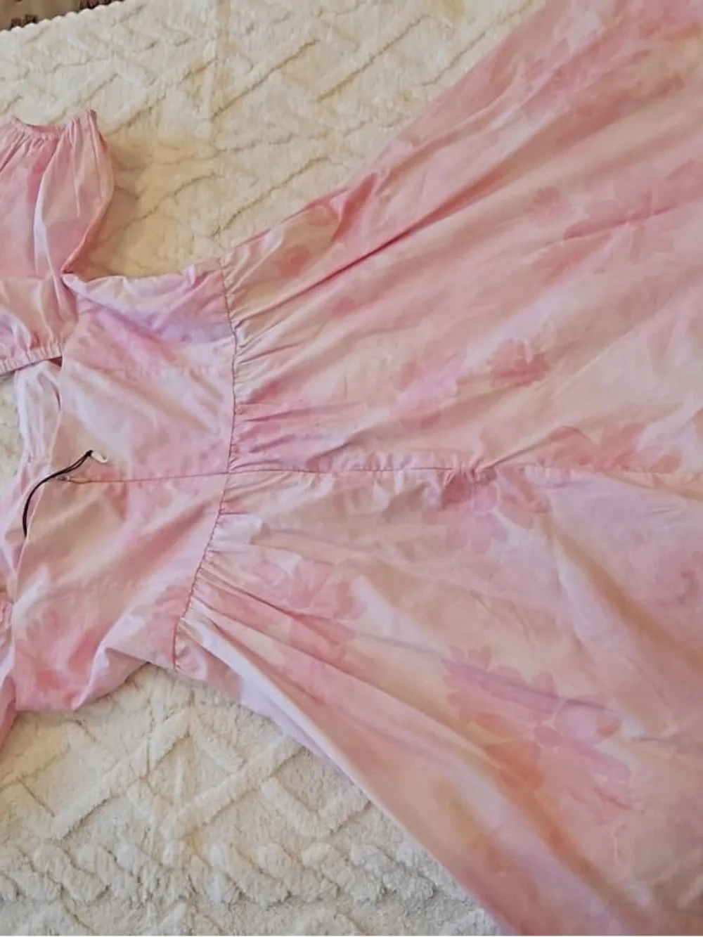 Coach Pastel Pink Floral Puff-Sleeve Dress